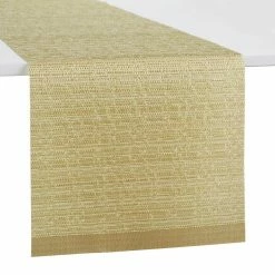 Coiled Woven PVC 13 in. W x 90 in. L Gold Solid Polyester Table Runner by TOWN & COUNTRY LIVING
